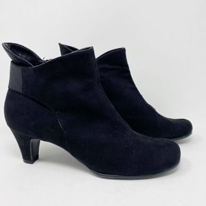 Aerosoles Play Again Faux Suede Heeled Ankle Boots Black Sz 9.5M